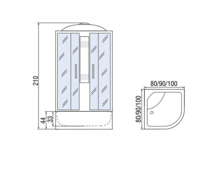 Душевая кабина Мономах 90/44 С МЗ 90х90х210, полукруг