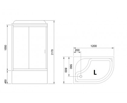 Душевая кабина Royal Bath RB 8120BK2-T 120х80 см, с прозрачными стеклами, левосторонняя