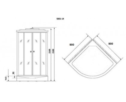 Душевая кабина Niagara NG-5301-14 90х90 см, с матовыми стеклами