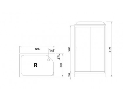 Душевая кабина Royal Bath RB 8120HP6-WC 120х80 см, с матовыми стеклами, правосторонняя