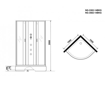 Душевая кабина Niagara NG-3502-14BKG 100х100 см, с тонированными стеклами