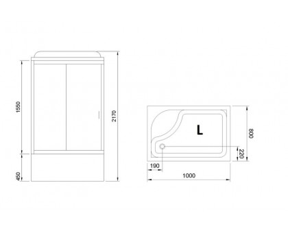 Душевая кабина Royal Bath RB 8100BP5-BT 100х80 см, с прозрачными стеклами , левосторонняя