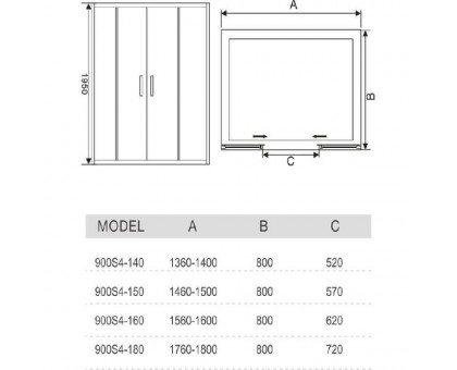 Душевая дверь в нишу WeltWasser WW900 900S4-150 150