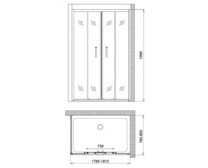 Душевой уголок Gemy Victoria S30192D-A80 180х80 см