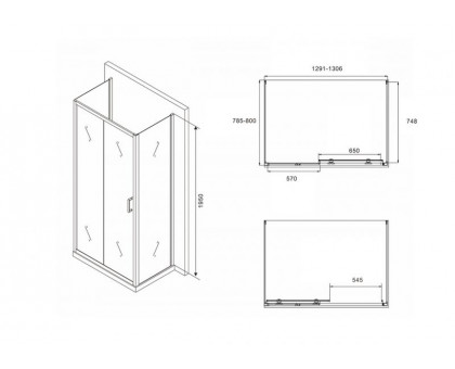 Душевой уголок ABBER Schwarzer Diamant AG30130B-S80B-S80B