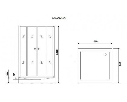 Душевой уголок Niagara NG-008-14QT 80х80 см, с тонированными стеклами