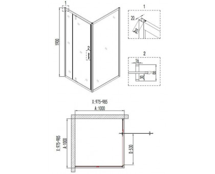 Душевое ограждение Niagara NG-6602-08 100х100х190 квадрат, дверь распашная