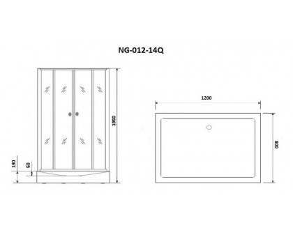 Душевой уголок Niagara NG-012-14Q BLACK 120х80 см, с мозаичными стеклами