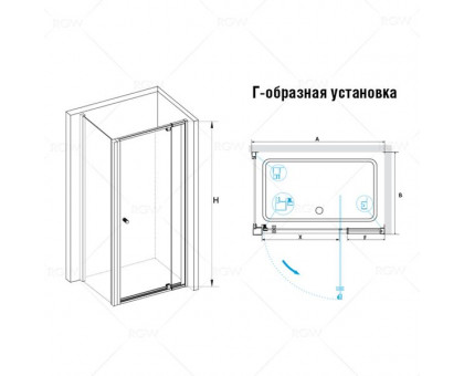 Душевой уголок RGW PA-32B (PA-02B + Z-050-1B) 90x90, прозрачное стекло