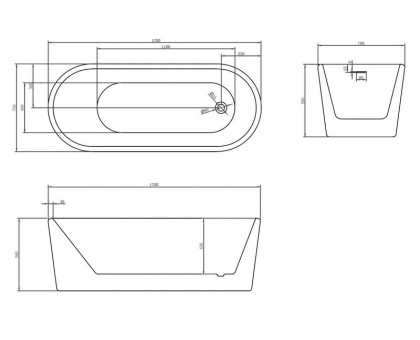 Ванна ABBER AB9272-1.7 отдельностоящая 170х70 см