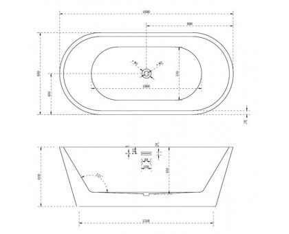 Акриловая ванна ABBER AB9203-1.6 160х80 см отдельностоящая