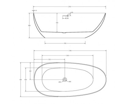 Акриловая ванна ABBER AB9211B 170х80 см отдельностоящая