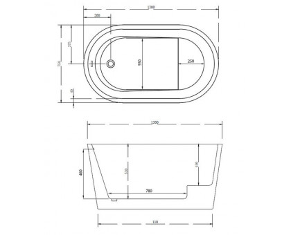 Акриловая ванна ABBER AB9277 130х75 см отдельностоящая