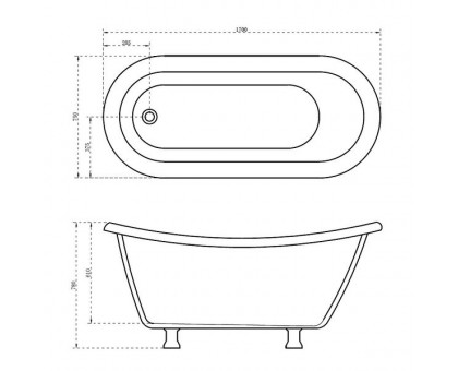 Акриловая ванна ABBER AB9293 170х75 см отдельностоящая