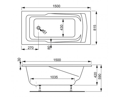 Ванна акриловая VAGNERPLAST (Вагнерпласт) Ultra 150 см