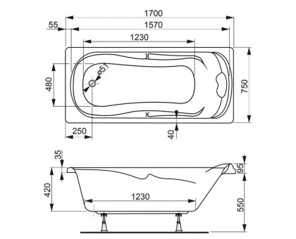 Ванна акриловая VAGNERPLAST (Вагнерпласт) Charitka 170 см